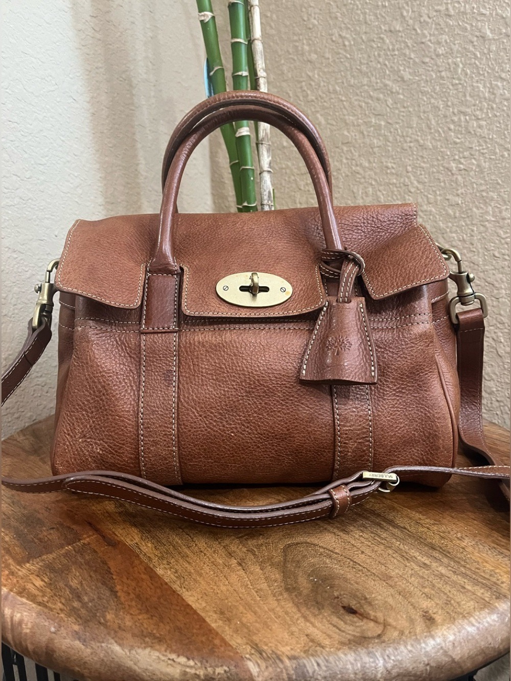 MULBERRY SMALL OAK BROWN GRAINED LEATHER BAYSWATER SATCHEL